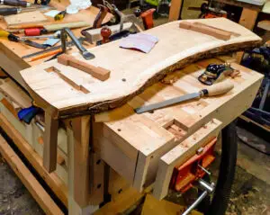Woodworking Bench with hand tools